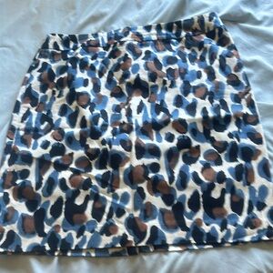 Valerie Bertinelli Womens Blue Cheetah Print Skirt (4180)